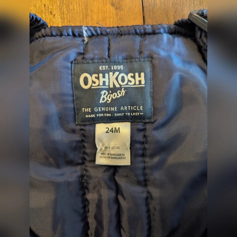 Osh Kosh‎ B'gosh Snow Pants Size 24M Blue Bib Ski Adjustable Overalls Toddler
